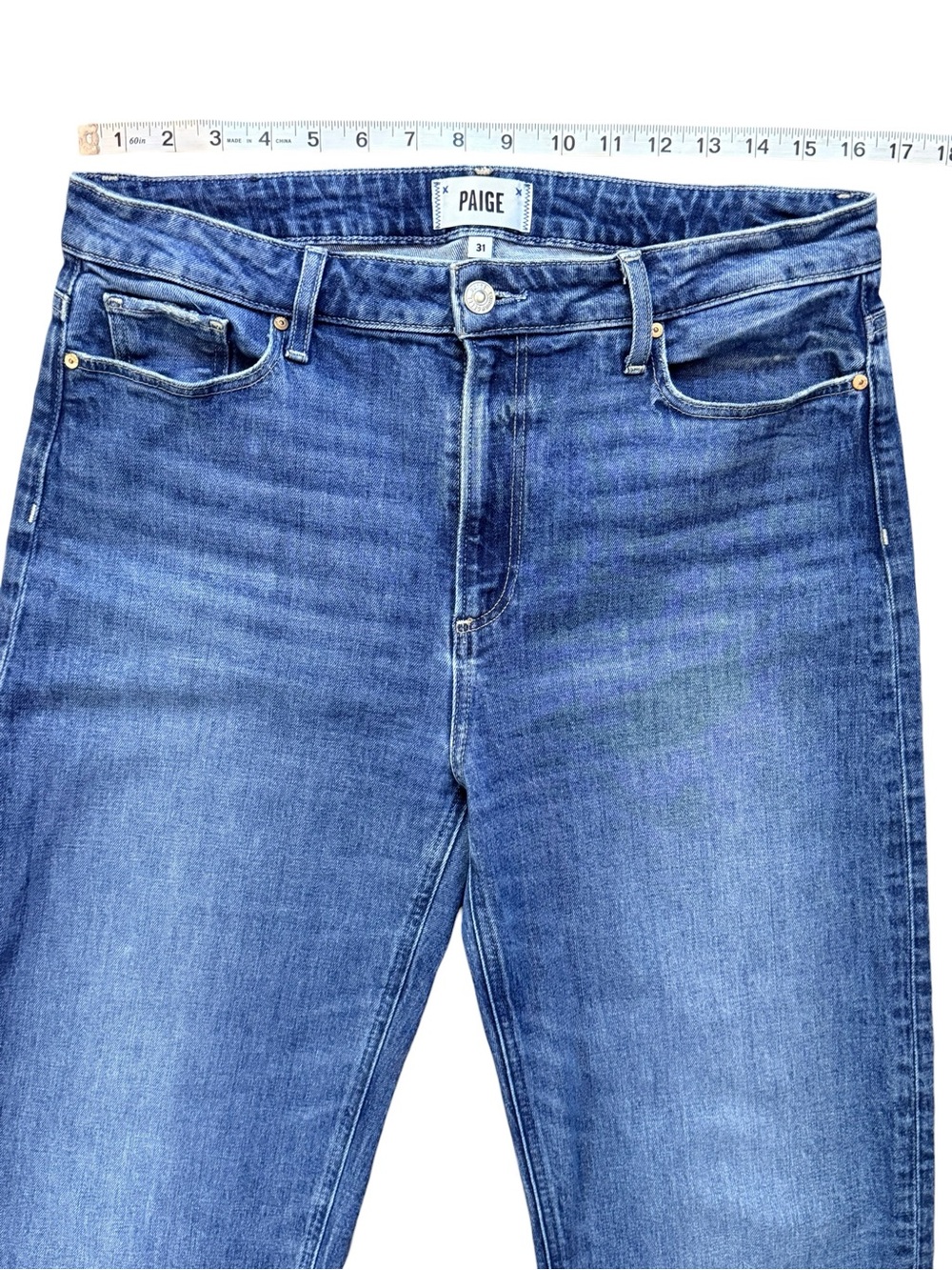 Paige Leenah High Rise Cropped Wide Leg Jeans Size 31 Blue Stretch Denim - Picture 6 of 9